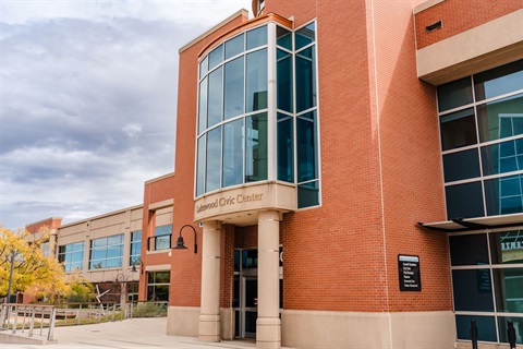 Civic Center Building in the fall