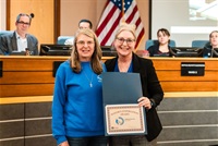 Mayor Wendi Strom posing with Ellen Rucker