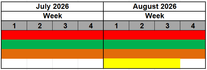 Pesticide Application Calendar July to August 26