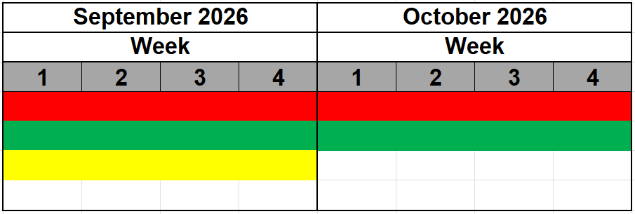 Pesticide application calendar for september 2026 and october 2026