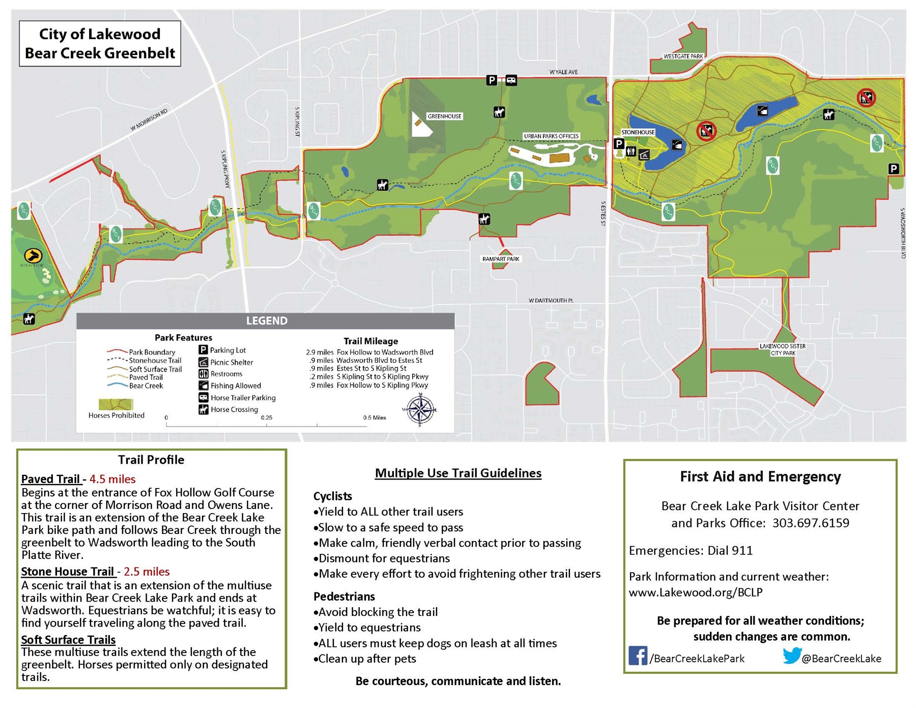 Photo of the Bear Creek Greenbelt trails map.