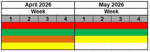 Pesticide Application Calendar April to May 2026