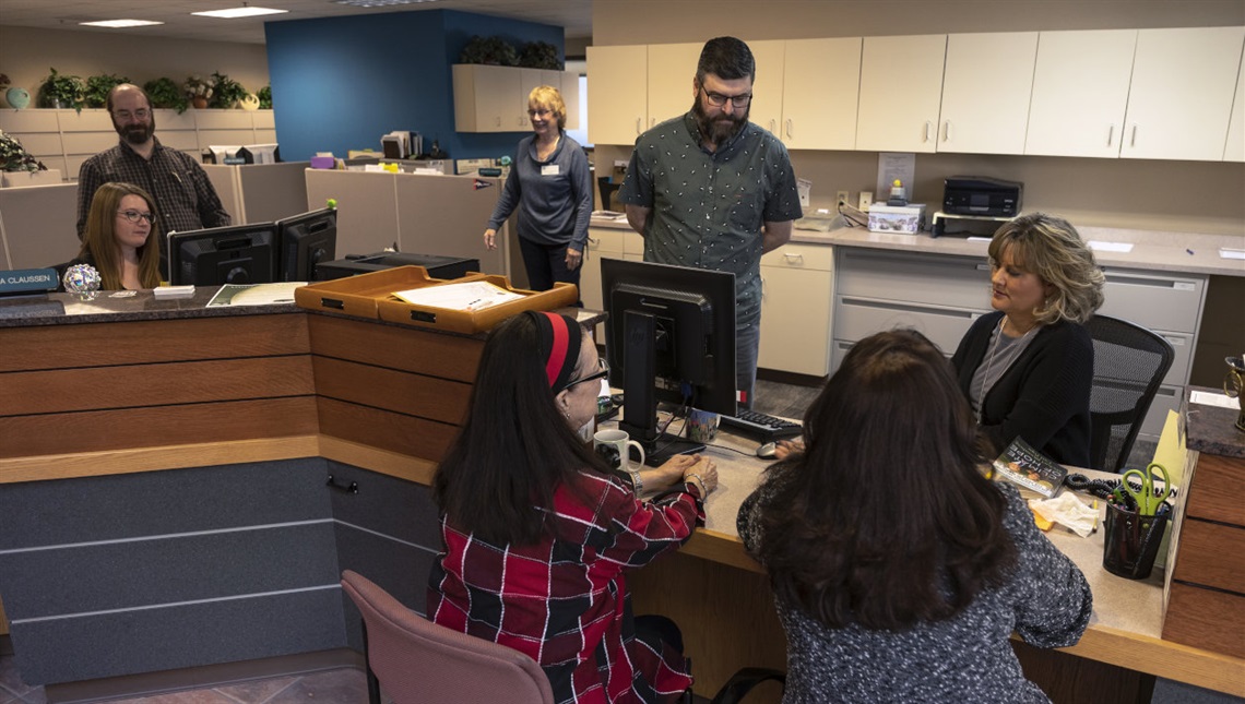 City Clerk's Office Front Desk with People