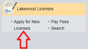 Arrow pointing to Apply for New License link