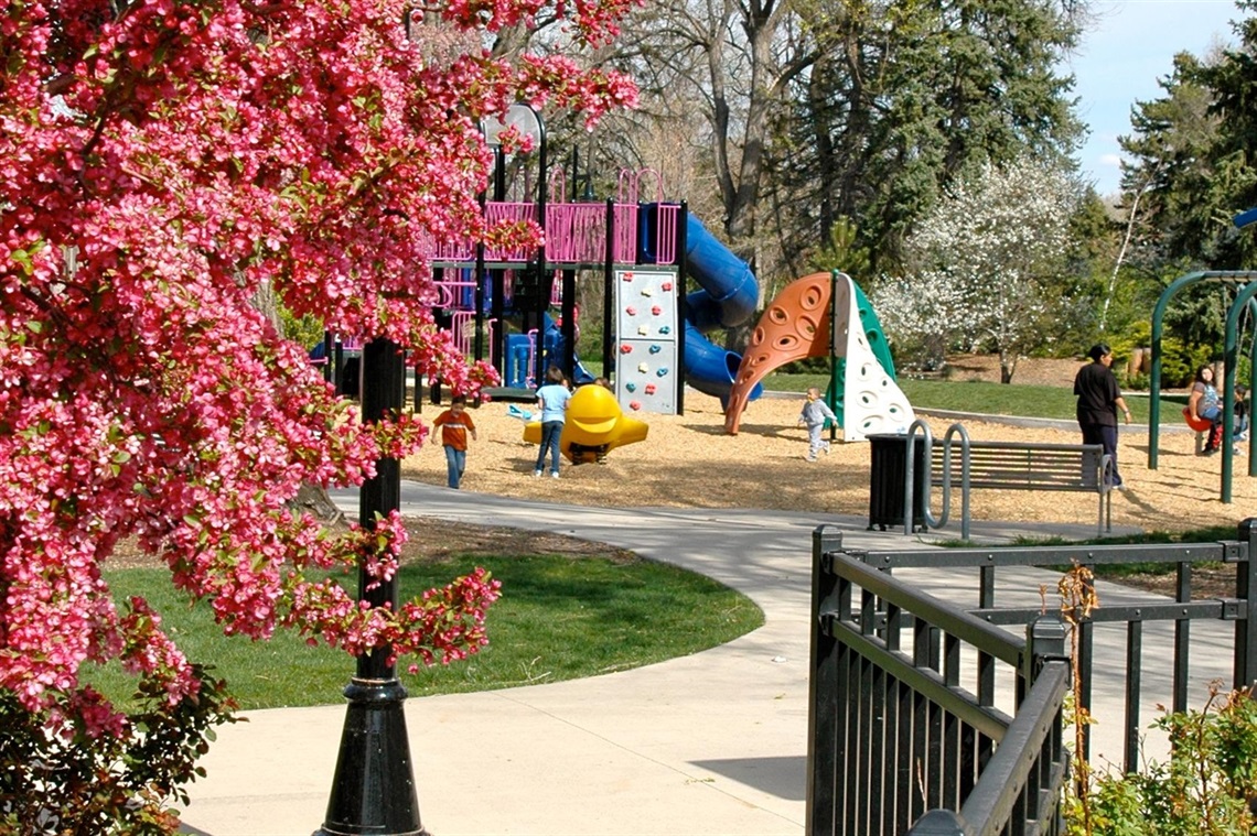 Aviation Park playground and flowers